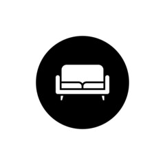 Sofa icon in black round