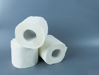toilet paper close-up on a gray background