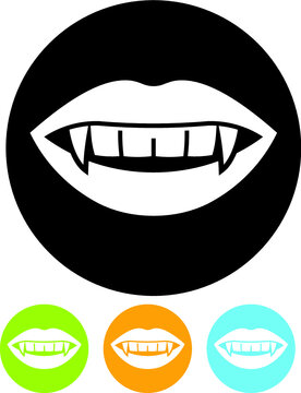 Dracula teeth. Vampire fangs horror illustration. Vector icon
