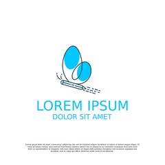 Vector illustration line art butterfly logo design with pencil