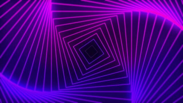 Abstract infinite neon tunnel loop background