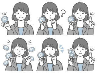 ポイントに関する色々セット　スーツの若い女性