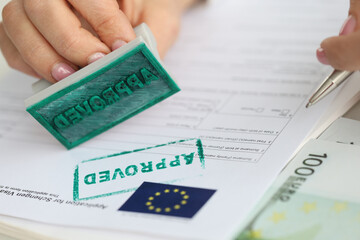 Application form seal approved for Schengen visa to European Union