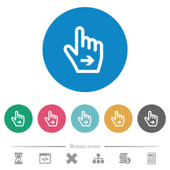 Hand cursor right outline flat round icons