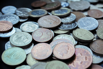 Texture of coins from different countries of the world