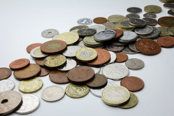 Texture of coins from different countries of the world