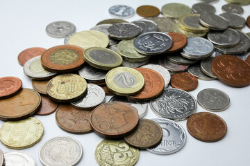 Texture of coins from different countries of the world