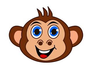 Portrait of a smiling adult brown monkey with blue eyes  