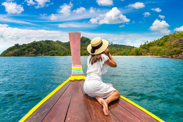 Traveler woman on boat