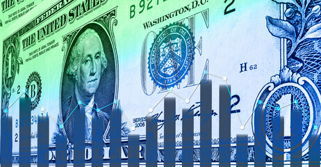 Stock market chart on the background of a dollar bill.