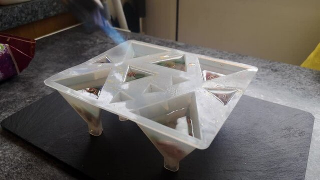 Blow torch Orgone crystal gemstone resin pyramid silicone mould