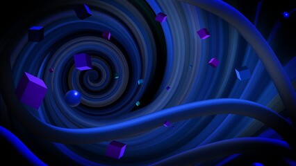 Abstract 3D line object background. 3D rendered modern background illustration. Dark blue abstract background	