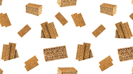 Seamless pattern with crispbread on a white background.