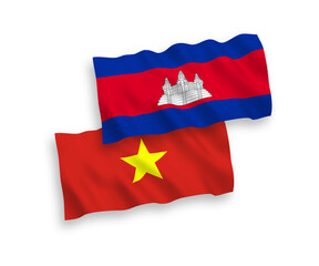 Flags of Kingdom of Cambodia and Vietnam on a white background