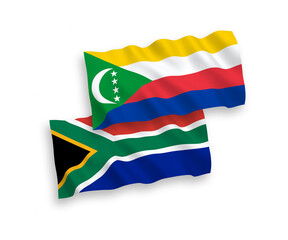 Flags of Union of the Comoros and Republic of South Africa on a white background
