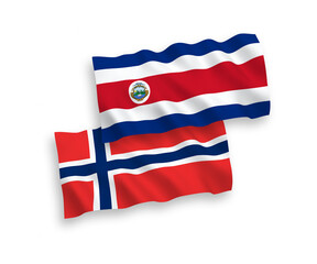 Flags of Norway and Republic of Costa Rica on a white background