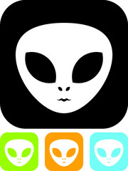 Cartoon alien face. Space invader head icon