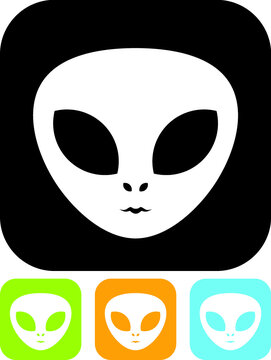Cartoon alien face. Space invader head icon