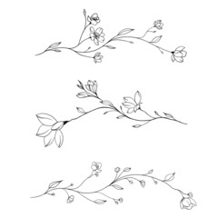 minimalism tattoo. beautiful detailed sketch of plant. The idea of ​​a twig tattoo with leaves. detailed sketch of a twig with leaves