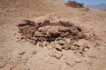 Ruins of ancient houses in the desert