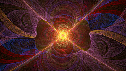 Naklejka premium 3d effect - abstract symmetric fractal graphic