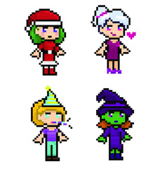 Obraz na płótnie Canvas Pixel four character for holiday design, christmas, valentine, birthday, halloween