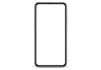 Realistic smartphone mockup. Mobile phone vector with isolated on white background. Device front view. 3D mobile phone with shadow. Realistic, high quality smart phone mockup for ui ux presentation.