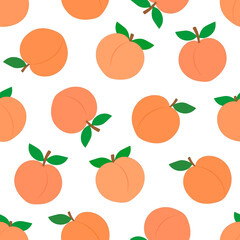 Seamless pattern peaches vector illustration