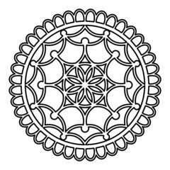 oriental circular ornament. black and white contour pattern. the mehendi element. tattoo, henna, print, embroidery, coloring, template.