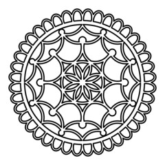 oriental circular ornament. black and white contour pattern. the mehendi element. tattoo, henna, print, embroidery, coloring, template.