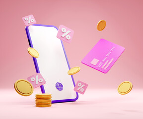 3D Financial security, online payment protection, online transaction, online banking, and online shopping. 3d render illustration