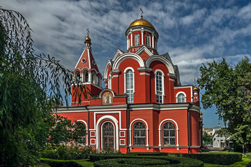 Fototapeta na wymiar Annunciation church in Petrovsky park. Moscow, Russia. Years of construction 1844—1847