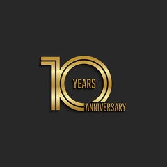 10th anniversary logotype. Anniversary celebration template design for booklet, leaflet, magazine, brochure poster, banner, web, invitation or greeting card. Vector illustrations.