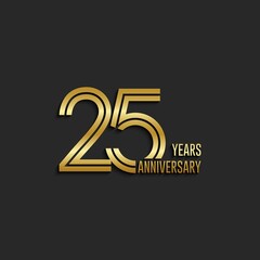 25th anniversary logotype. Anniversary celebration template design for booklet, leaflet, magazine, brochure poster, banner, web, invitation or greeting card. Vector illustrations.