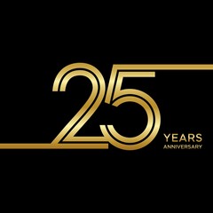 25th anniversary logotype. Anniversary celebration template design for booklet, leaflet, magazine, brochure poster, banner, web, invitation or greeting card. Vector illustrations.