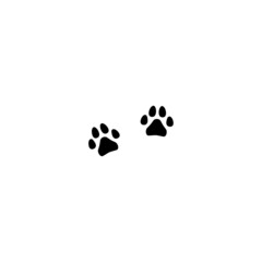 Dog paw silhouette, isolated on a white background. Footprint pet icon, pet friendly logo desing element.