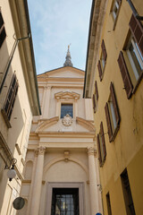 Fototapeta na wymiar 2022 March - old facade and architectural element in the city of Novara - Italy Piedmont