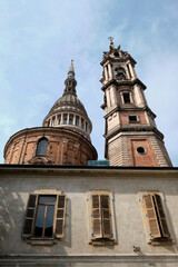 Fototapeta na wymiar 2022 march -Tower of Basilica of San Gaudenzio in Novara city, Piedmont, Italy