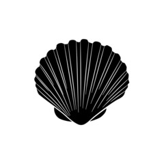 Sea shell, scallop vector illustration. Seashell silhouette icon. Clam doodle. Scallop closed shell drawing