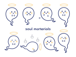 かわいい魂のイラスト素材セット　キャラクター