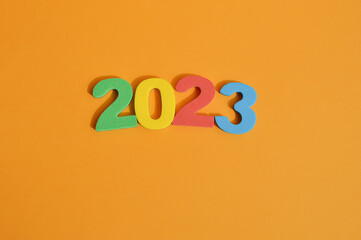 Happy New Year 2023. Colorful numbers to prepare for the winter holidays.