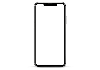 Realistic smartphone mockup. Mobile phone vector with isolated on white background. Device front view. 3D mobile phone with shadow. Realistic, high quality smart phone mockup for ui ux presentation.