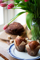 pink tulips in a vase