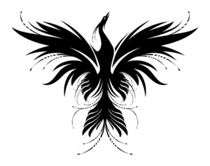 Stylized image of Phoenix bird on white background
