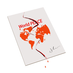 World peace on paper. War. World without peace.