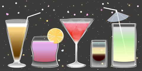 Set of drinks at a party cocktail