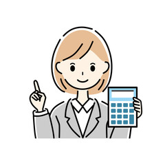 ビジネスウーマン　電卓　案内