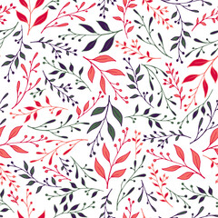 Floral twig seamless pattern vector. Exotic berry