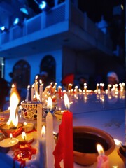 burning candles in church