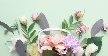 Multy purpose fresh flower composition. International Women's day, mother's day greeting concept.